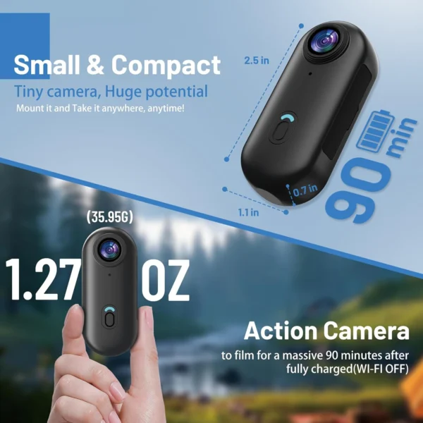 Caméra d'action étanche 4K 128GB UHD POV caméra Vloging téléphone intelligent magnétique WI-FI caméra corporelle – Image 2
